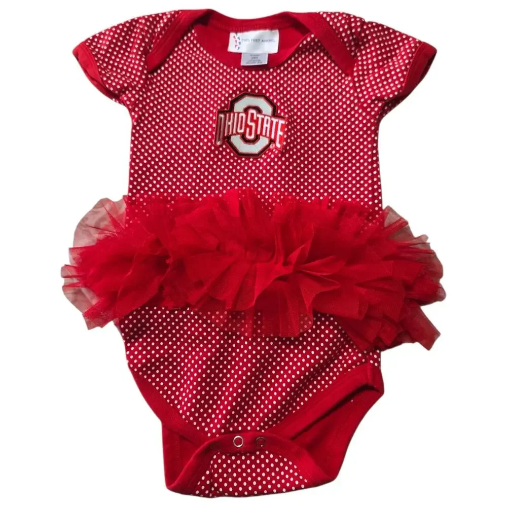 Ohio State Buckeyes Baby Girl Tutu Bodysuit 18M Polka Dot OSU Football